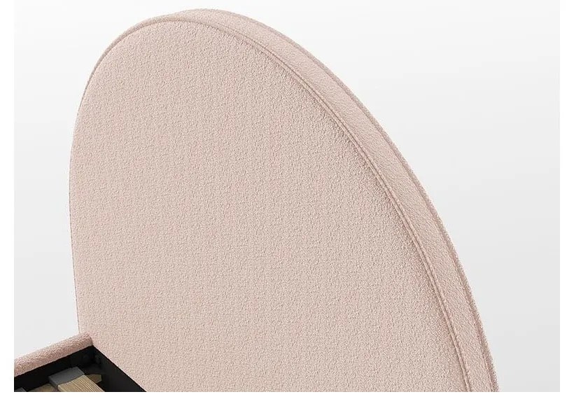 Розово тапицирано двойно легло с място за съхранение с включена подматрачна рамка 140x200 cm Moon – Vipack