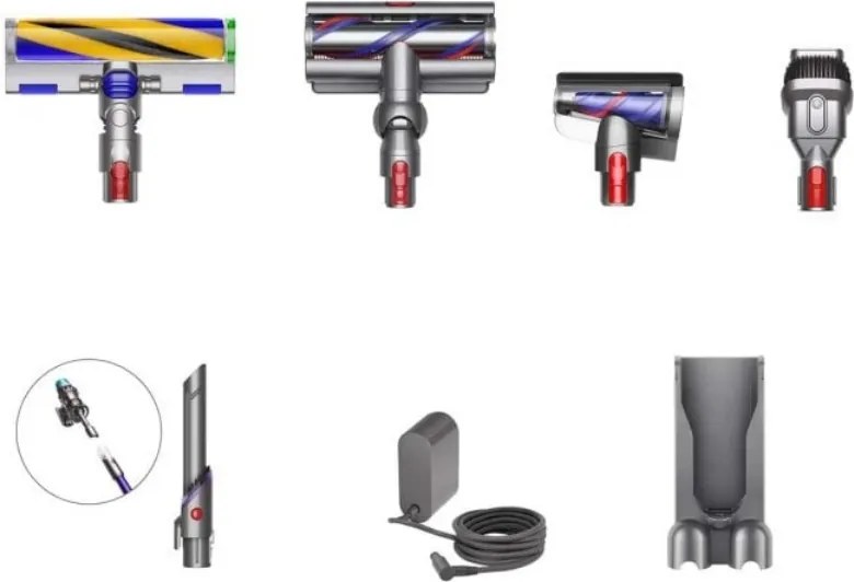 Вертикална прахосмукачка Dyson Gen5detect Absolute 446989-01, 280AW, 135000 об/мин, 0.75l, 70 мин, 3 режима, Никел/лилав