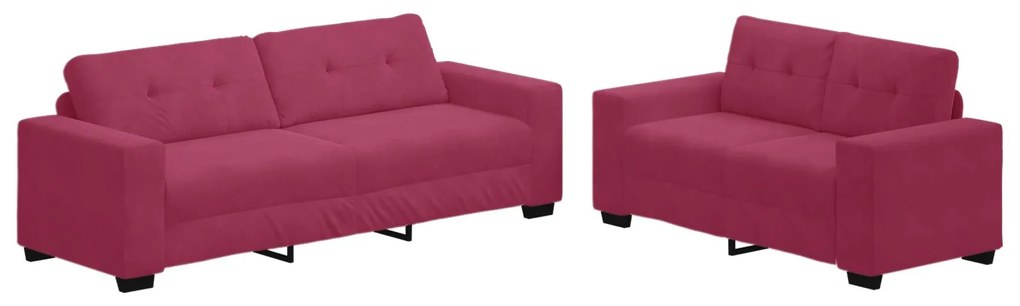 3324725 vidaXL Комплект от 2 дивана с възглавници в Wine Red Velvet