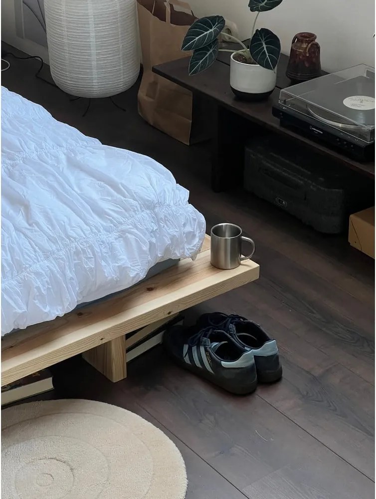 Двойно легло от масивен бор с включена подматрачна рамка в естествен цвят 160x200 cm Japan – Karup Design