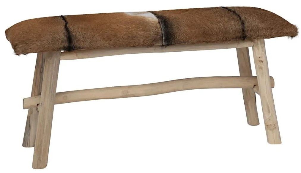 244547 vidaXL Пейка от козя кожа и тиково дърво