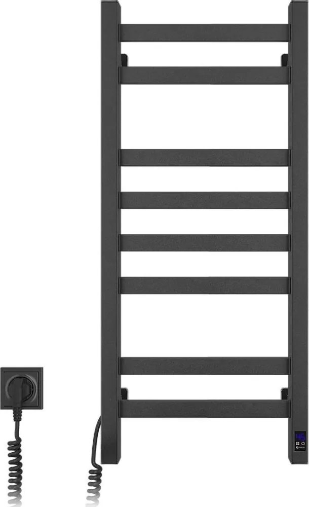 Електрически сушилник за кърпи с термостат AVANGARD 105W 80x36 cm черен ляв