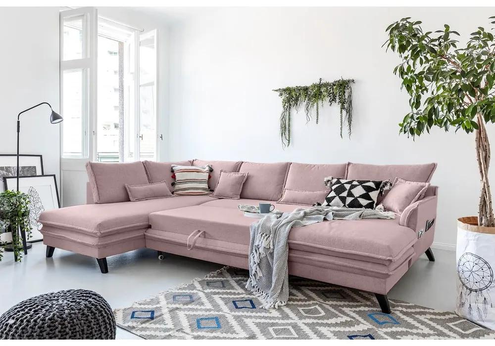 Праховорозов U-образен разтегателен диван , ляв ъгъл Charming Charlie - Miuform