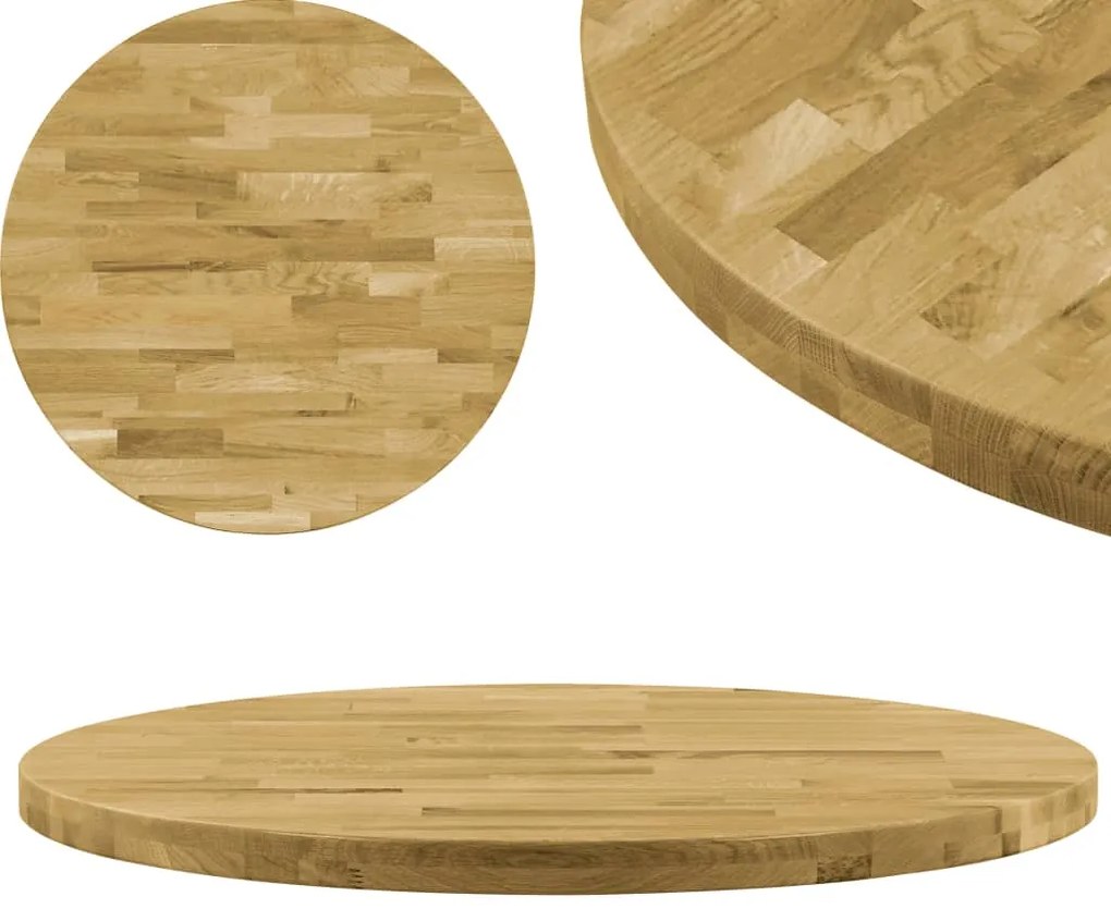 245992 vidaXL Плот за маса, дъб масив, кръгъл, 44 мм, 400 мм