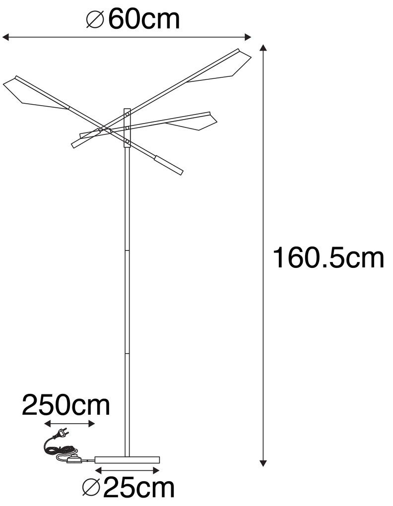 Дизайнерски подов аплик черен със злато 3-светлина - Sinem