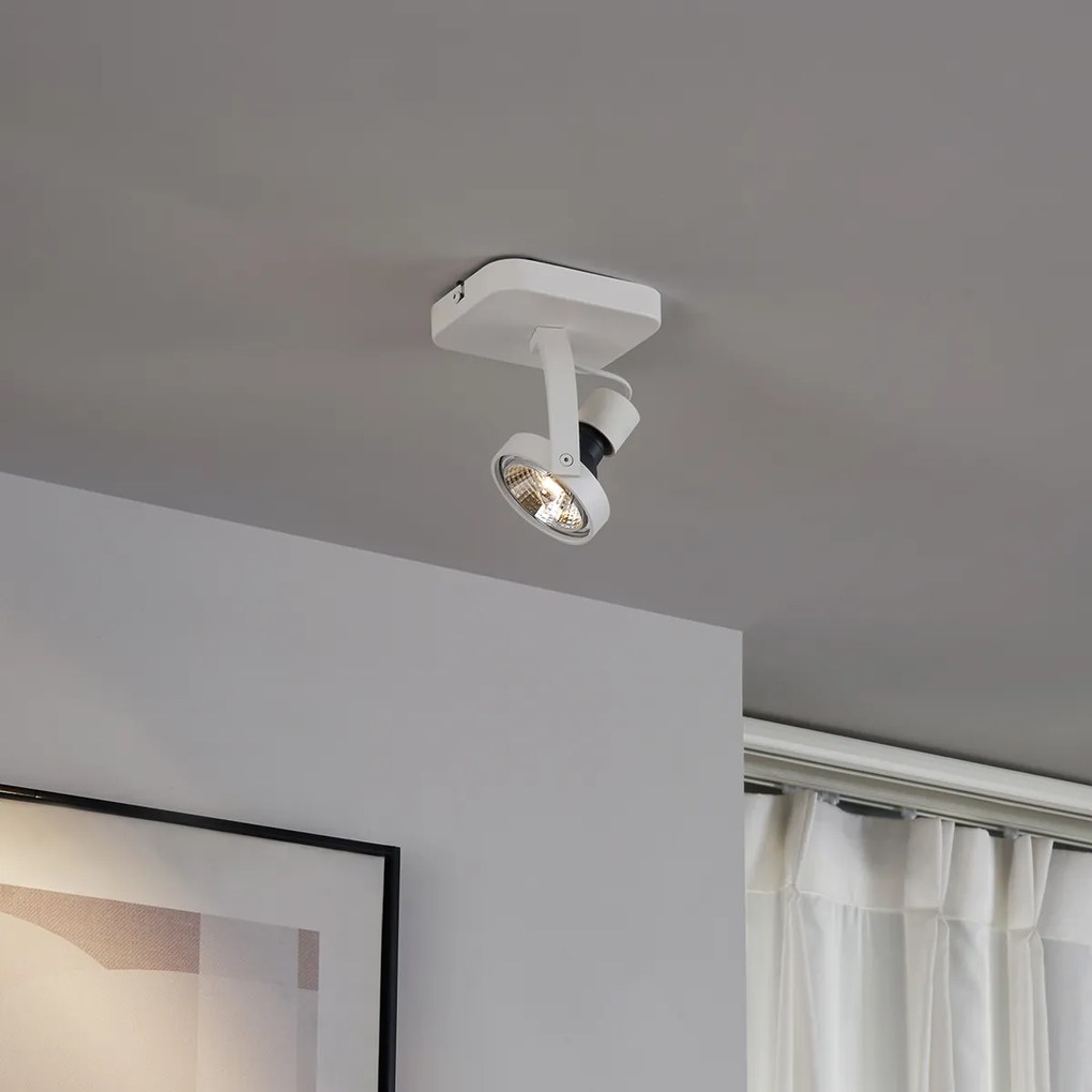 Дизайнерски таванен прожектор бял GU10 70mm въртящ се и накланящ се - Vo