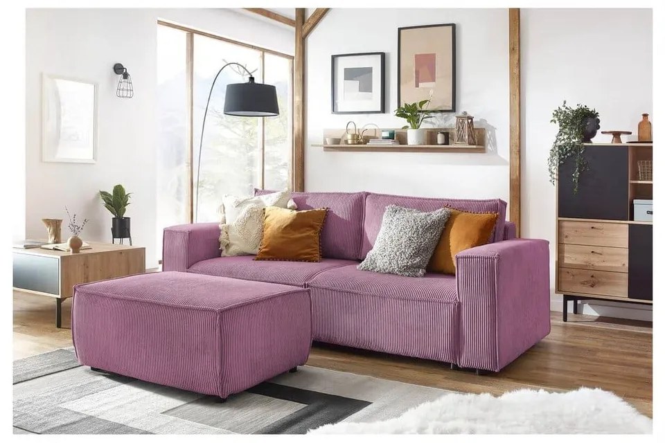 Розов диван от велур 245 cm Nihad - Bobochic Paris