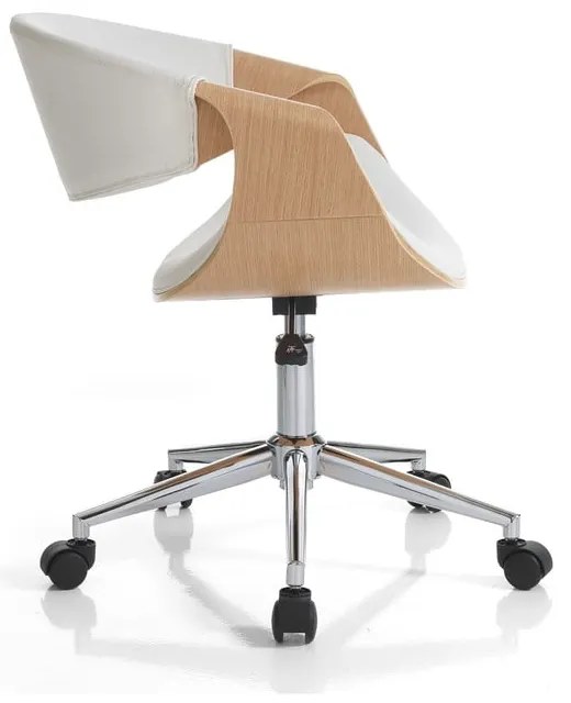 Офис стол от имитация на кожа в бял и естествен цвят Visby – Tomasucci