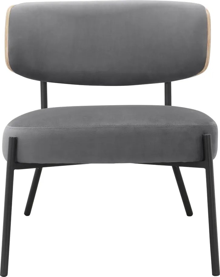 Сив кадифен фотьойл с табуретка Jerry – Støraa