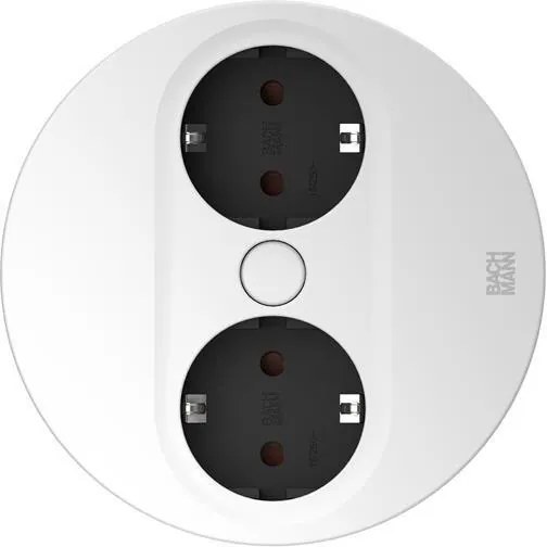 BACHMANN Модул TWIST 2 КРЪГЪЛ с 2х Шуко, с кабел 2м, цвят Бял,  - B946.200