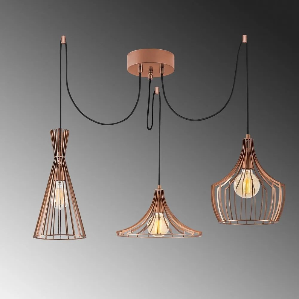 Висящо осветително тяло в меден цвят с метален абажур Mezopotamya – Opviq lights