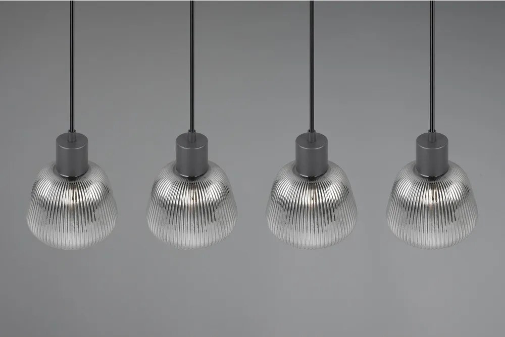 Черно висящо осветително тяло със стъклен абажур ø 15 cm Tarifa – Trio