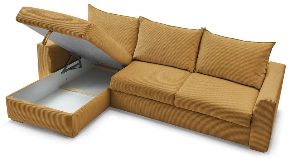 Жълт разтегателен ъглов диван от рипсено кадифе (променлив) Augustin – Bobochic Paris