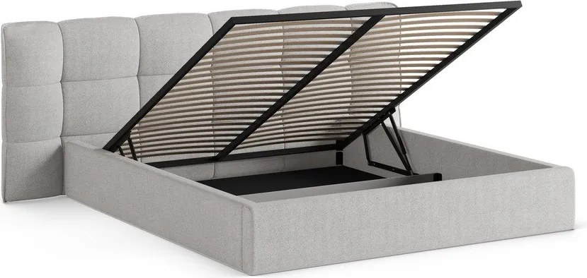 Сиво двойно легло 200x200 cm тапицирано с място за съхранение с включена подматрачна рамка Eric – Micadoni