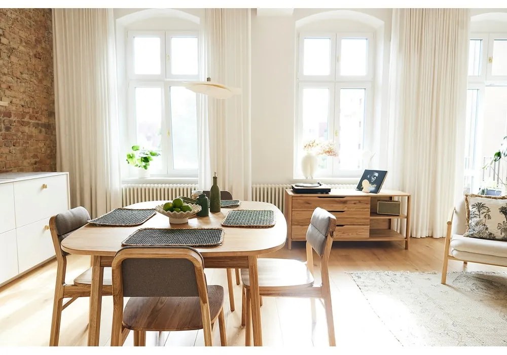 Сгъваема трапезна маса от масивен дъб в естествен цвят 100x160 cm Twig – The Beds