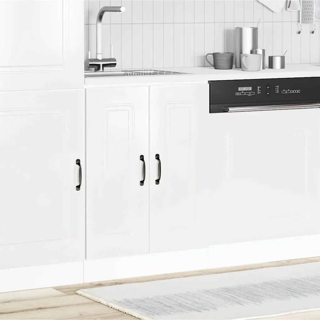 853439 vidaXL Шкаф за мивка, Kalmar, бял гланц, 60x46x81,5см, инженерно дърво