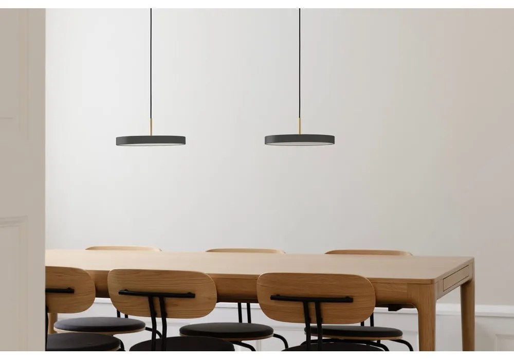 Антрацитно метално LED затъмняващо се висящо осветително тяло с метален абажур ø 31 cm Asteria Plus – UMAGE