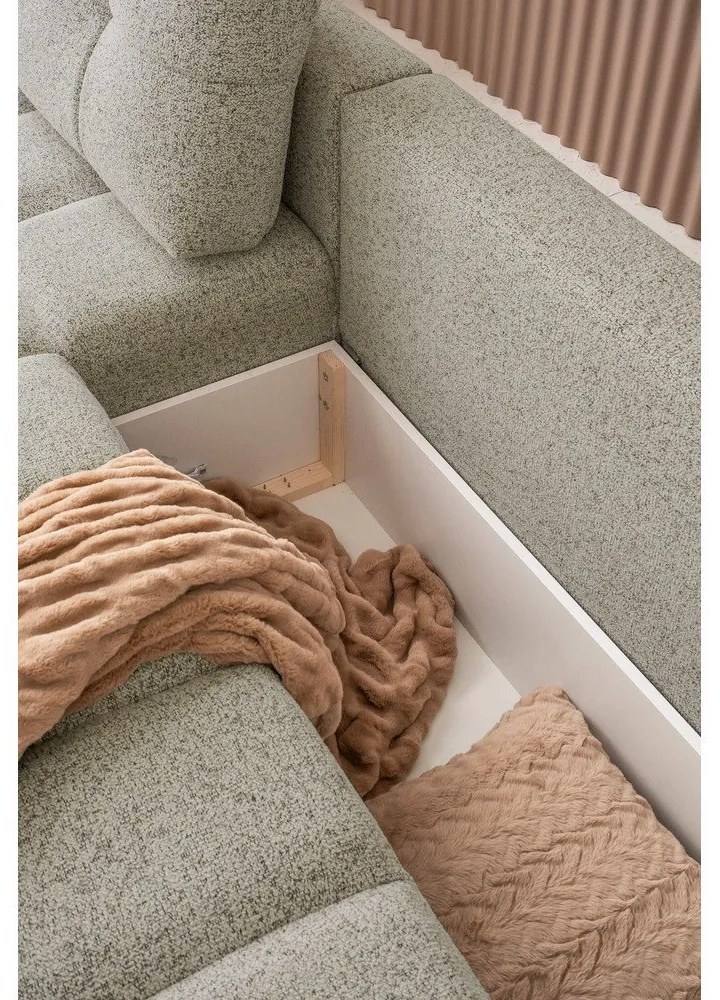 Светлокафяв разтегателен модулен ъглов диван с място за съхранение (ляв ъгъл) Lulu – Miuform