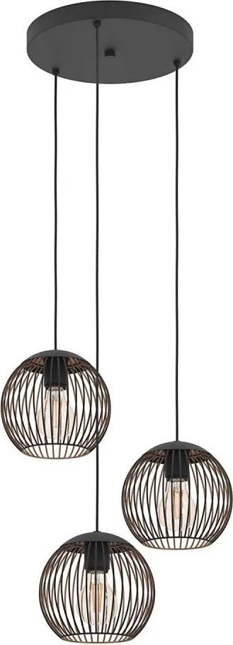 Eglo 901871 - Висяща лампа на кабел ALMANZORA 3xE27/60W/230V черна