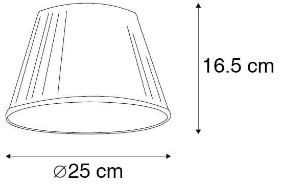 Плисиран абажур бял кръгъл наклонен 25/15/16.5