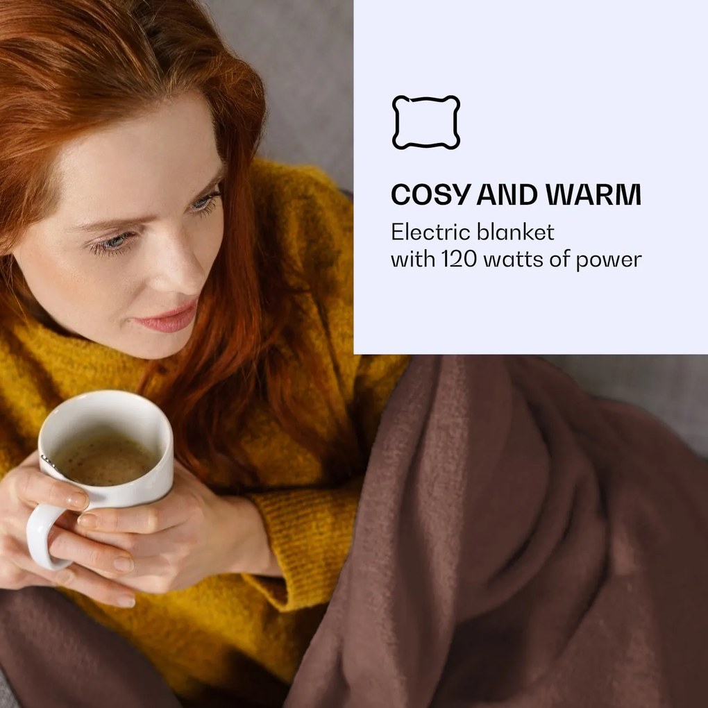 Klarstein Dr. Watson XL, 120W, 180 X 130см, електрическо одеяло,тъмно кафяво