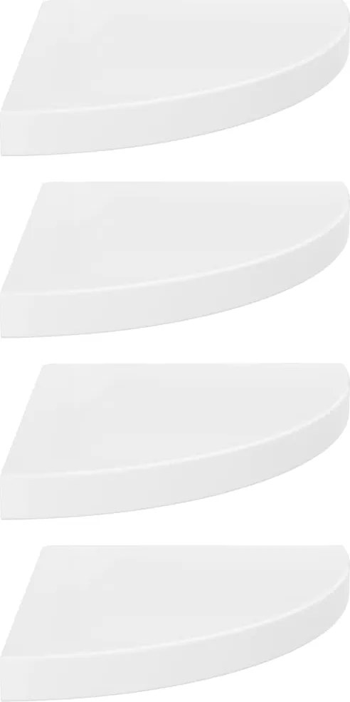 323909 vidaXL 323909  Floating Corner Shelves 4 pcs High Gloss White 35x35x3,8 cm MDF