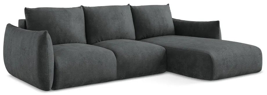 Тъмносив шенилов сгъваем ъглов диван (десен ъгъл) Leila – Makamii