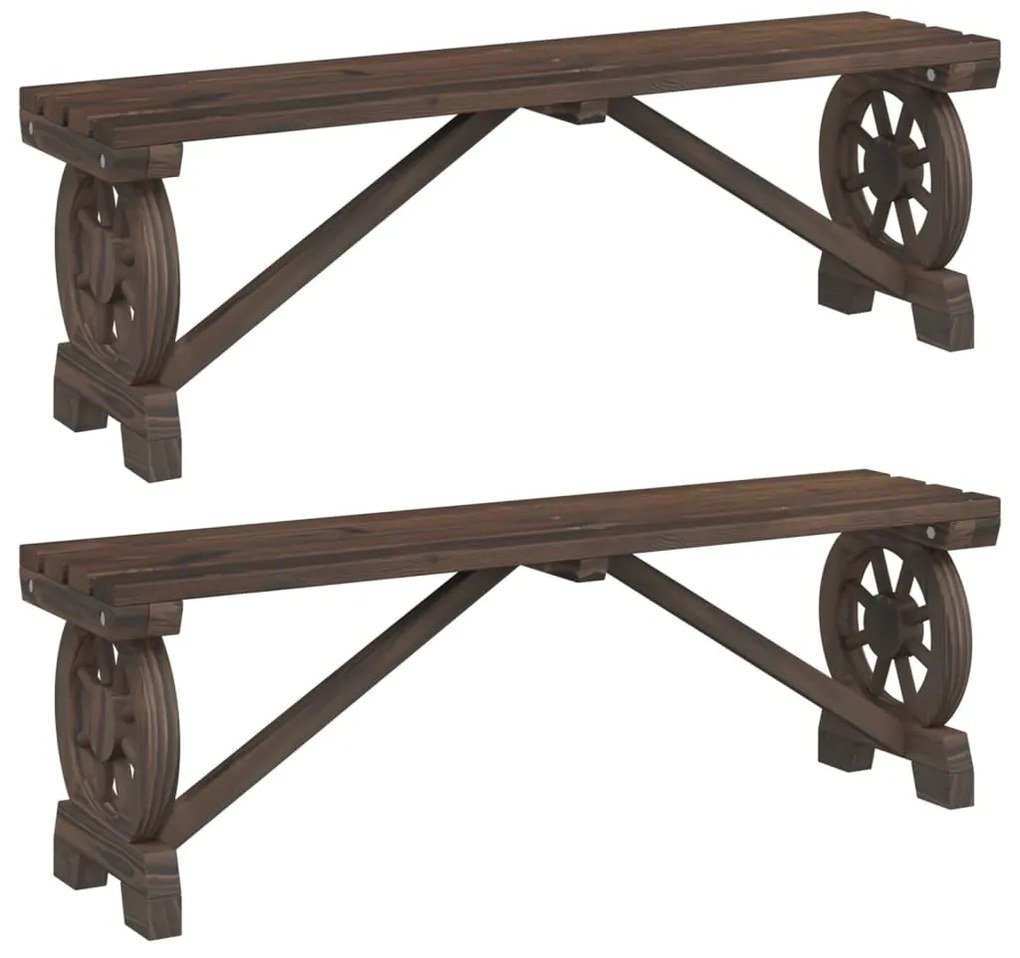 3207136 vidaXL Градински пейки, 2 бр, масивна ела