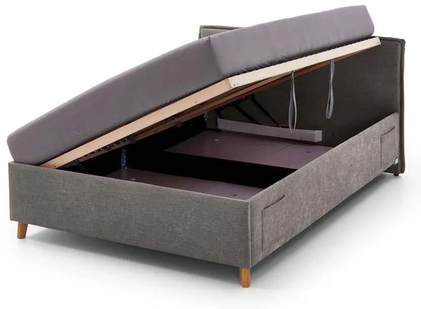 Сиво тапицирано детско легло 140x200 cm с място за съхранение с включена подматрачна рамка Fun – Meise Möbel