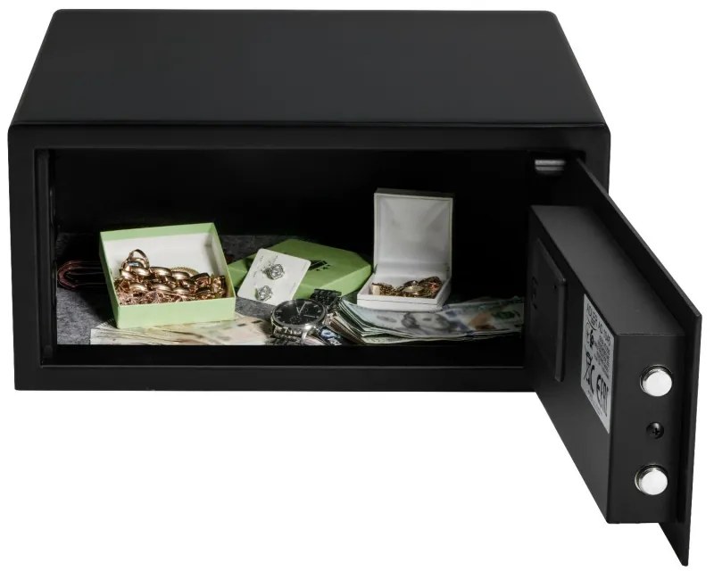 Електронен сейф Adler AD 1045, 200x420x370 мм, 14 л, Блокиране след 4 грешни опита, Предупреждение за изтощена батерия, Черен