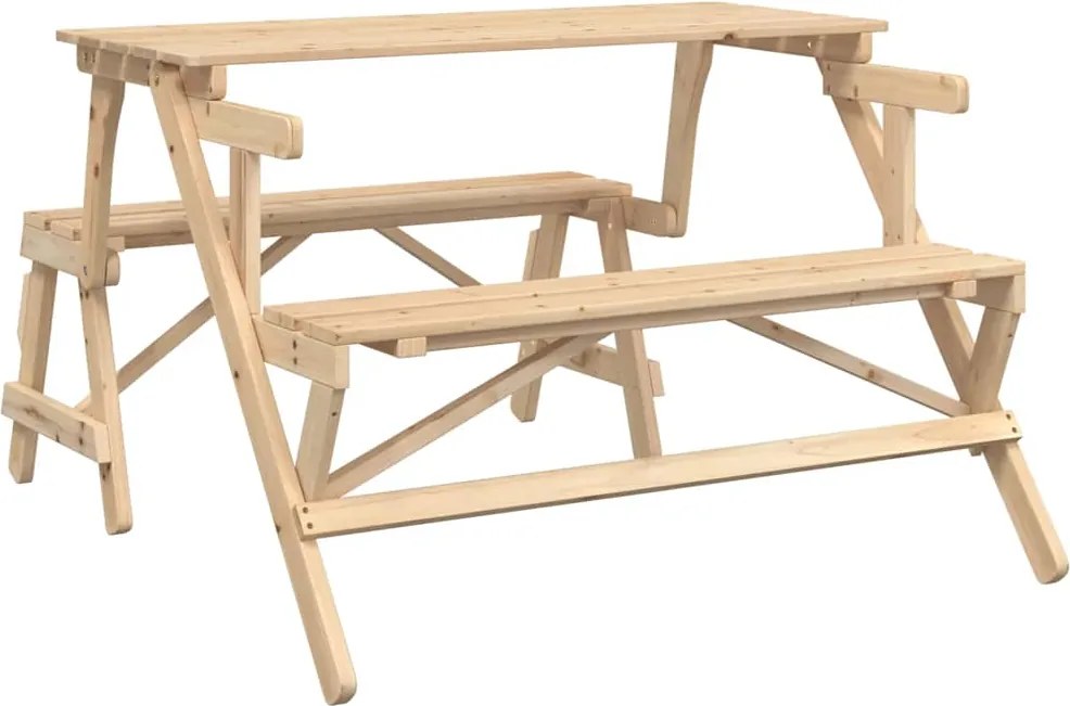 4008991 vidaXL Пикник маса с пейки чамова дървесина масив 2 в 1 конвертируема