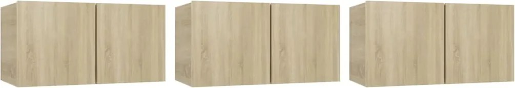 804519 vidaXL Висящи ТВ шкафове, 3 бр, дъб сонома, 60x30x30 см