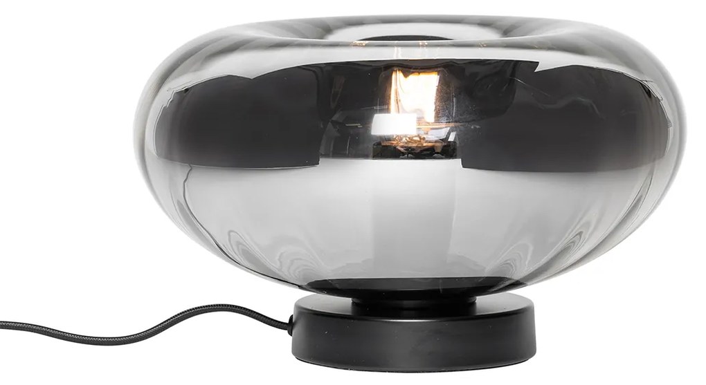 Арт Деко настолна лампа черна с опушено стъкло - Ayesha