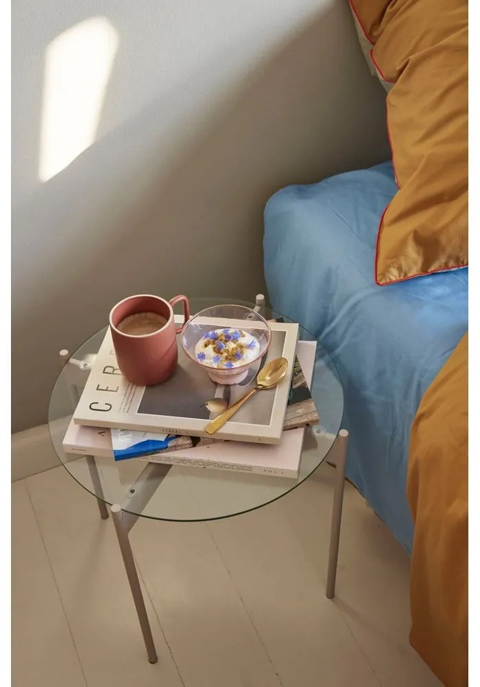 Кръгла странична масичка със стъклен плот ø 45 cm Beam – Hübsch