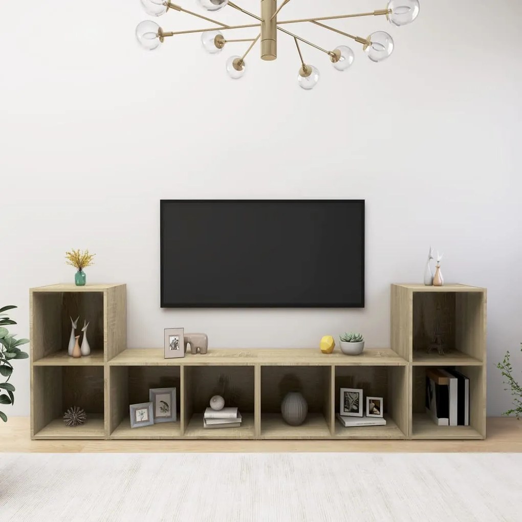 3079973 vidaXL ТВ шкафове, 4 бр, дъб сонома, 72x35x36,5 см, инженерно дърво