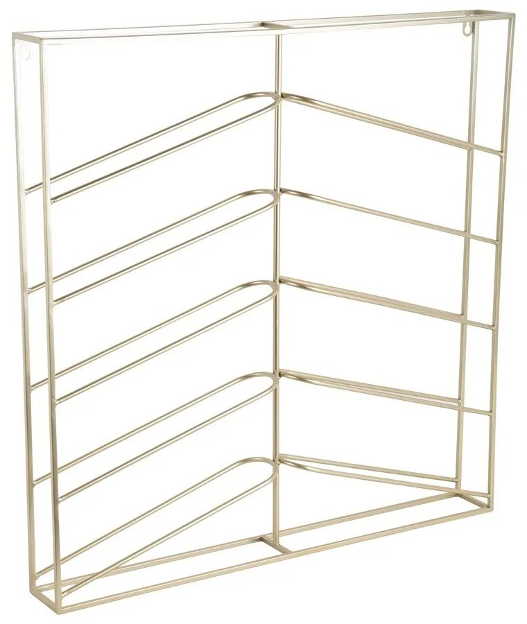 Стенен метален стелаж за вино в златист цвят брой бутилки 10 67x66x7,5 cm Cuadro – PT LIVING