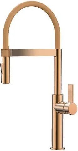 Стоящ смесител за кухня, Inter Ceramic, ICF 7169184BRUSH ROSE GOLD, със силиконов чучур