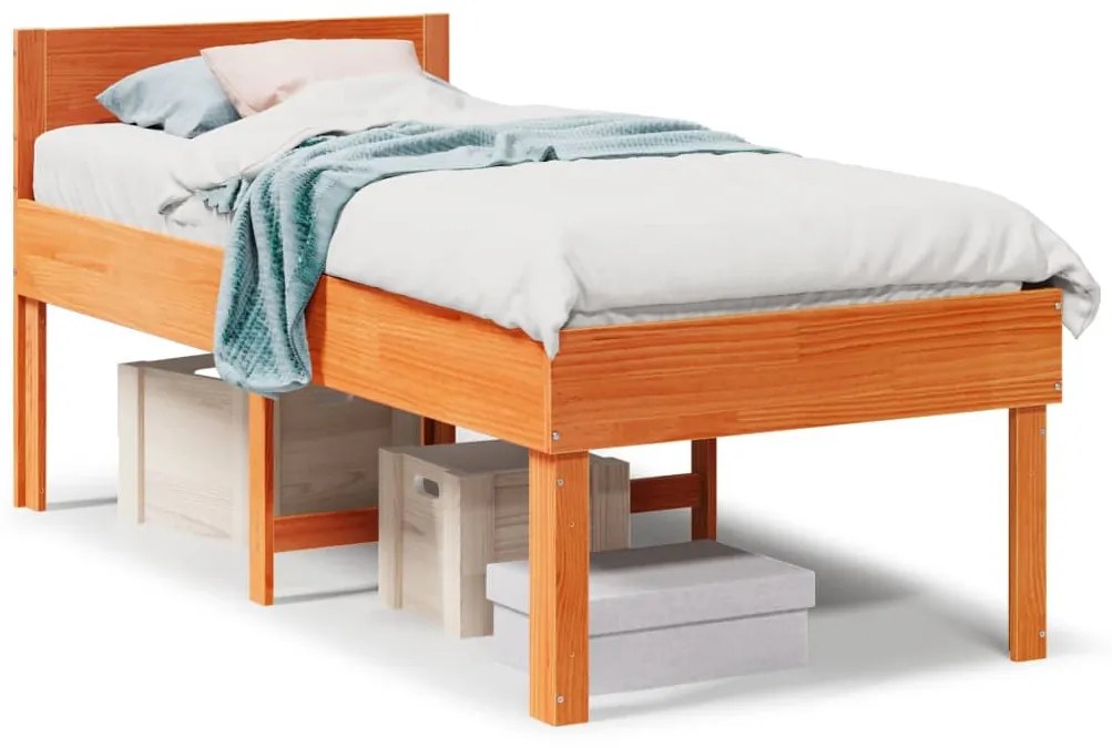 855746 vidaXL Рамка за легло без матрак, восъчнокафяв, 75x190 см, бор масив