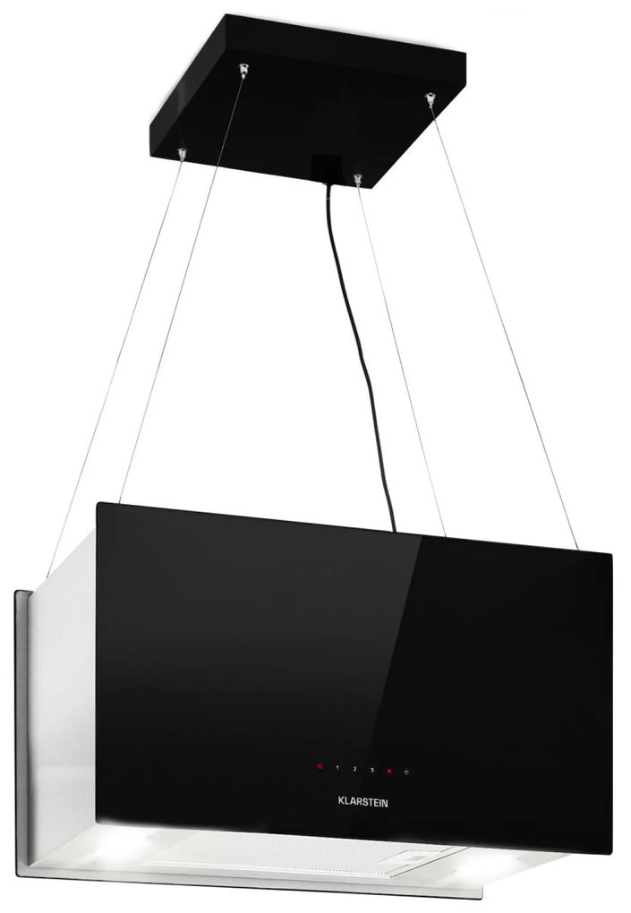 Klarstein Kronleuchter L, островен абсорбатор, 60 см, рециркулационен изход 590 м³/ч, LED, докосване, черен