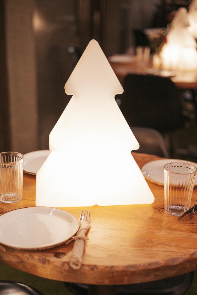 Коледна подова лампа бяла 40см с LED слънчева и презареждаща се RGBW - Pinus