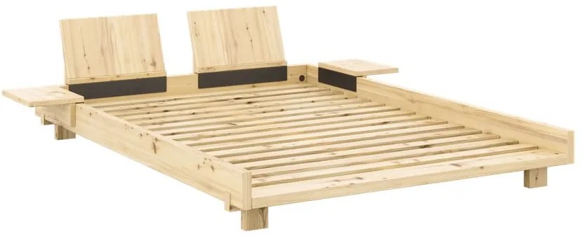 Двойно легло от масивен бор с включена подматрачна рамка в естествен цвят 140x200 cm Social Bed – Karup Design