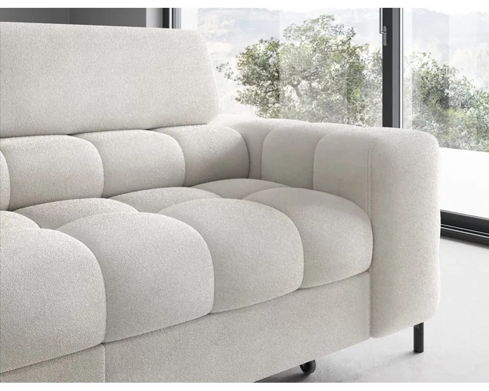 Кремав сгъваем/с място за съхранение ъглов диван от прежда с примки от букле (ляв ъгъл/L форма) Ferucce – ELTAP