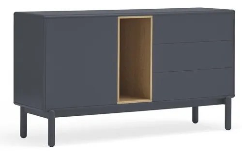 Тъмно сив нисък скрин с чекмеджета 137x76 cm Corvo - Teulat