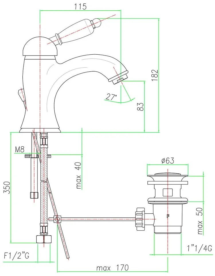 Стояща батерия за мивка в сребрист цвят Kirké White – Sapho