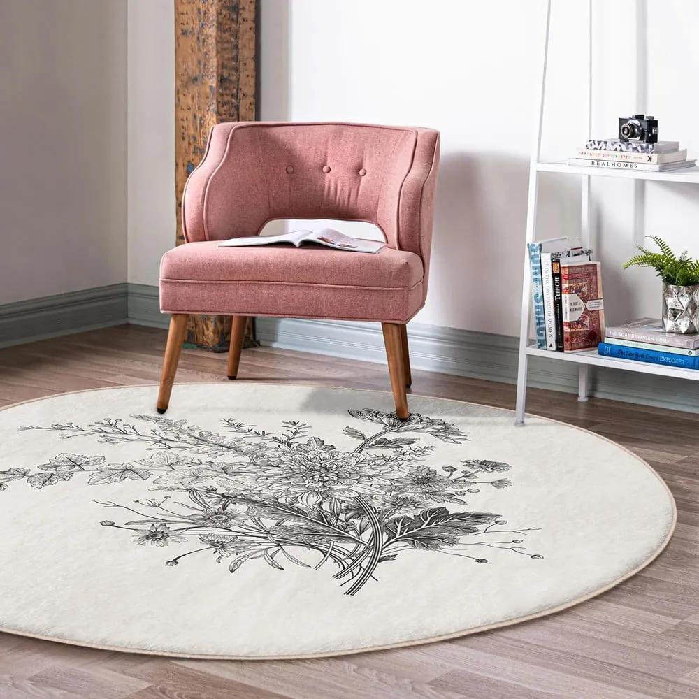 Кремав кръгъл килим подходящ за пране и за прахосмукачки роботи ø 80 cm Comfort – Mila Home