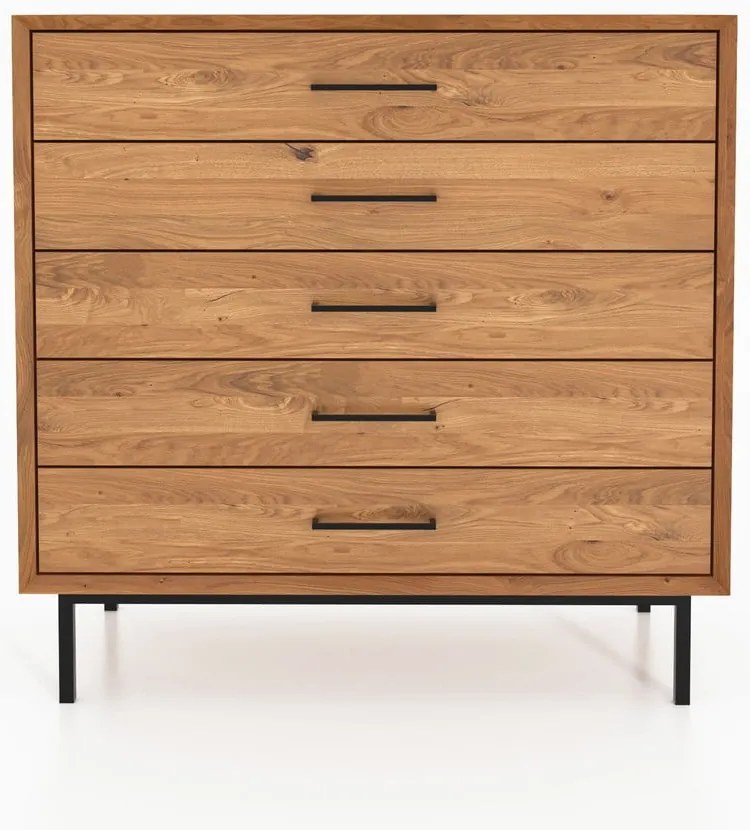 Висок скрин от дъбова дървесина в естествен цвят 97x95 cm Abies - The Beds