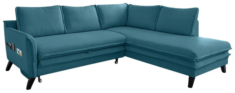 Тюркоазен ъглов разтегателен диван десен ъгъл Charming Charlie - Miuform