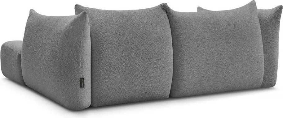 Сив ъглов диван от прежда с примки от букле (десен ъгъл) Azra – Bobochic Paris