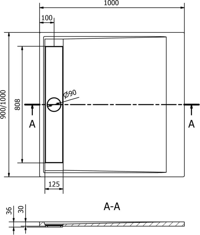 Mexen Amon квадратен душ подложка SMC 100 x 100 см, бял - 4F101010