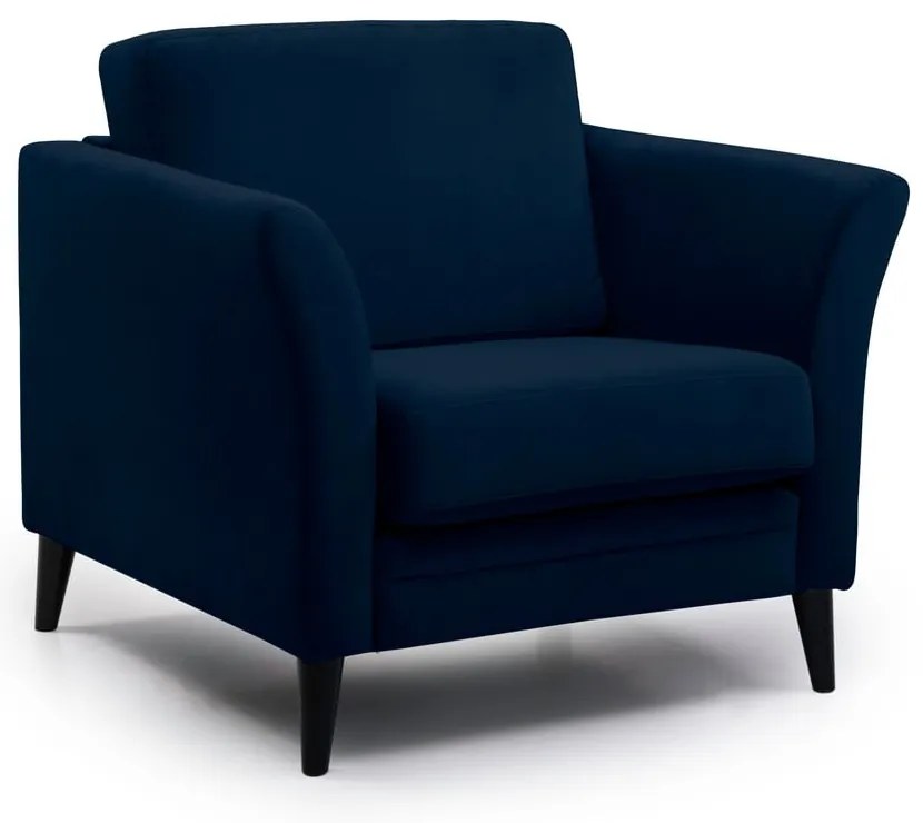 Тъмносиньо кадифено кресло Eden – Scandic